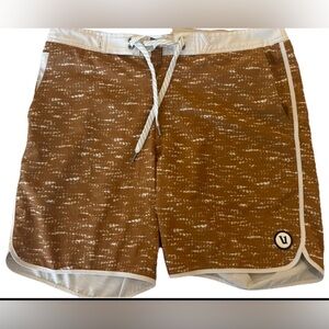 Vuori Cruise BoardShorts Caramel  Swim Trunks Drawstring Pockets Surf